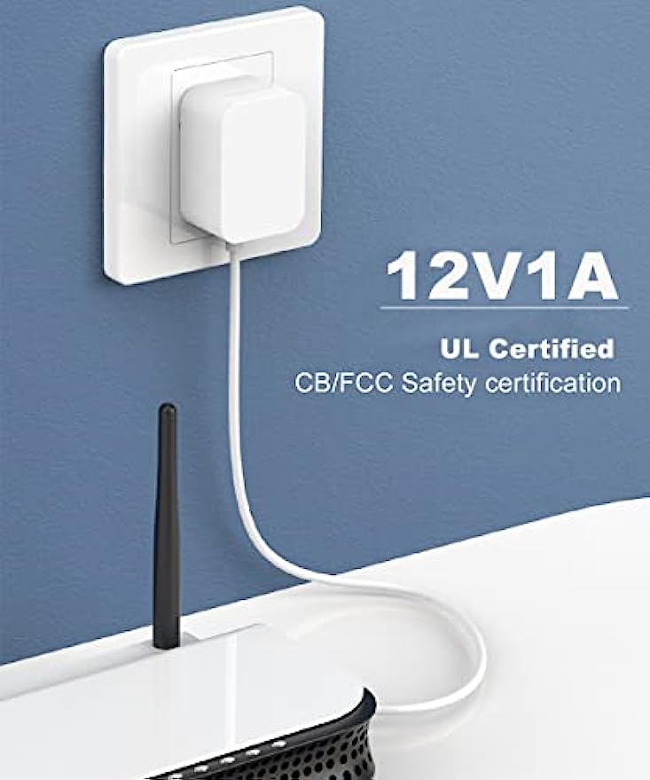 GXILEE UL Listed 12V 1A Power Supply with Switch, 12v Wall Transformer for DC 12v Led Light, Security Camera, Includes DC 5.5mm x 2.1mm Connector, 12Watt Max, 5Ft White Cord