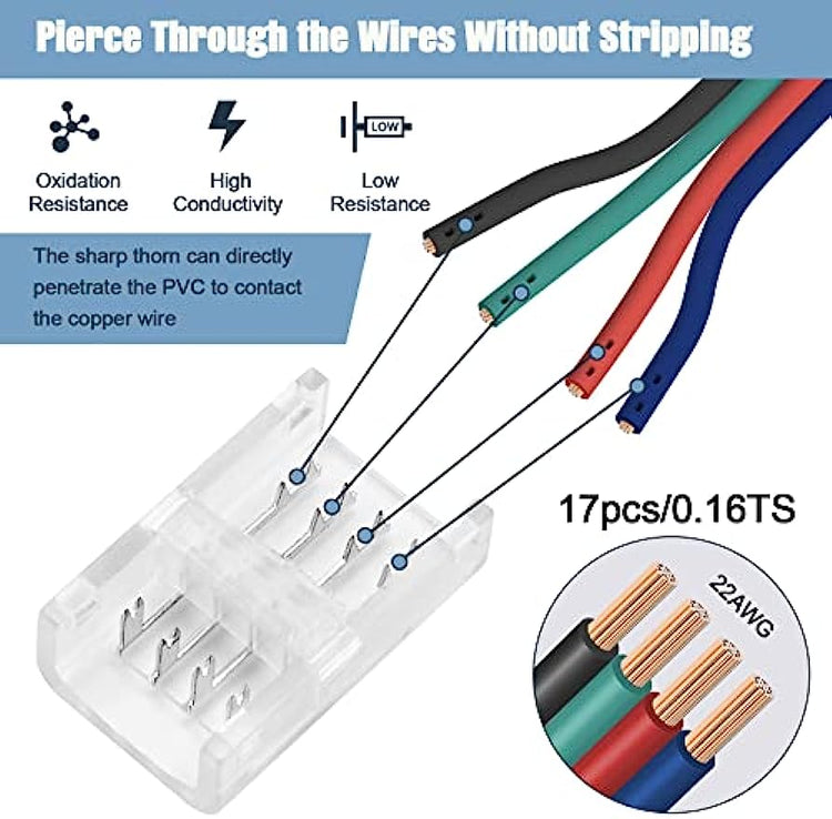 GXILEE 10 mm Wide Solderless Strip to Controller Jumper Connectors, 10 Packs