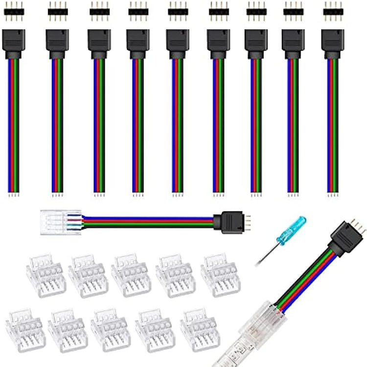 GXILEE 10 mm Wide Solderless Strip to Controller Jumper Connectors, 10 Packs