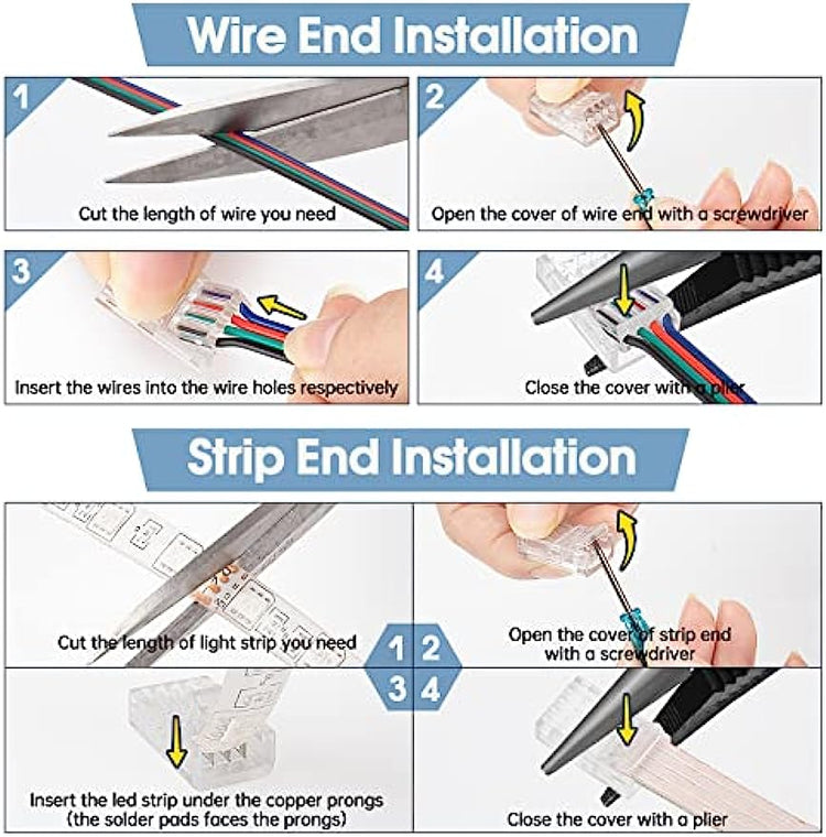 GXILEE 10 mm Wide Solderless Strip to Controller Jumper Connectors, 10 Packs