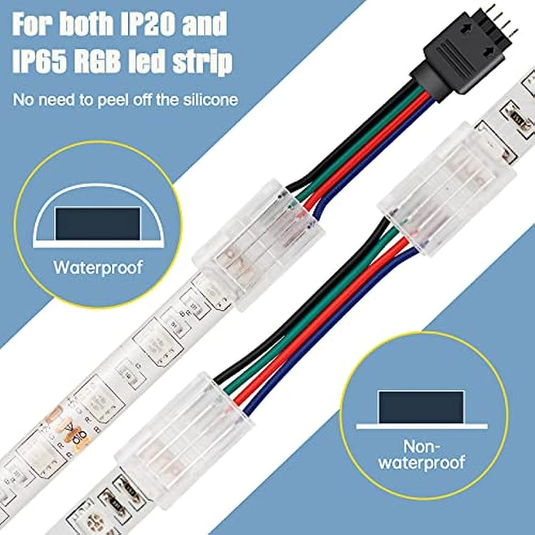 GXILEE 10 mm Wide Solderless Strip to Controller Jumper Connectors, 10 Packs