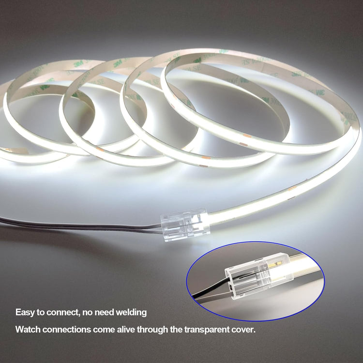 USB to COB LED Strip Light Connector Cable 1.64ft for 5v 2Pin 8mm Wide COB Light Strips, Set of 3