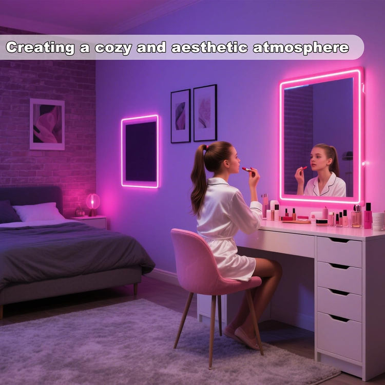 5V USB Powered Pink LED Strip Lights 4.9ft with Dimmer Switch for Bedroom/Gaming Setup/TV Backlighting