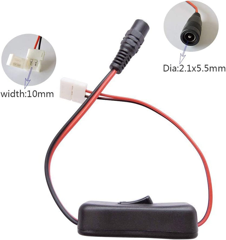 2835 LED Strip Light Connector Adapter with on Off Inline Switch