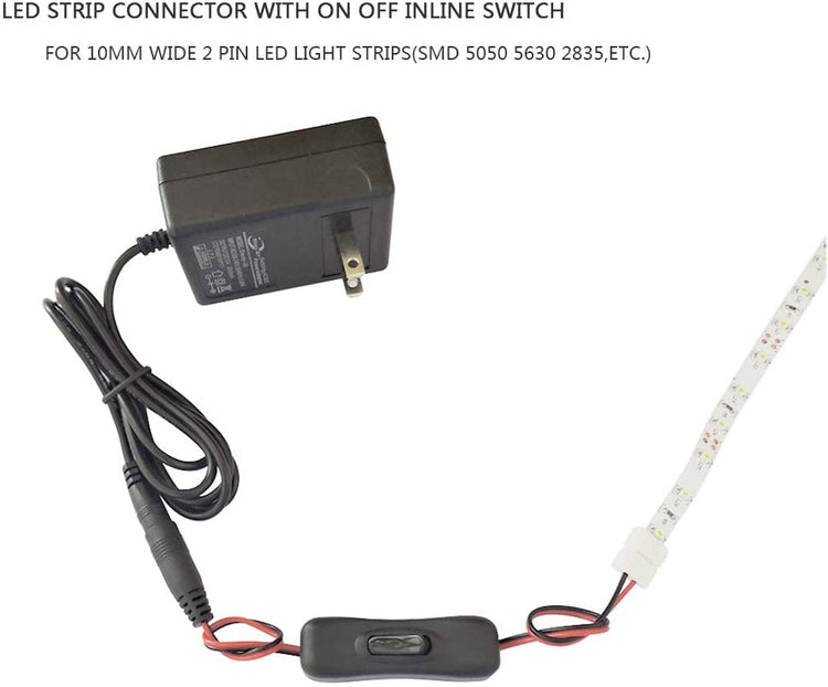 2835 LED Strip Light Connector Adapter with on Off Inline Switch