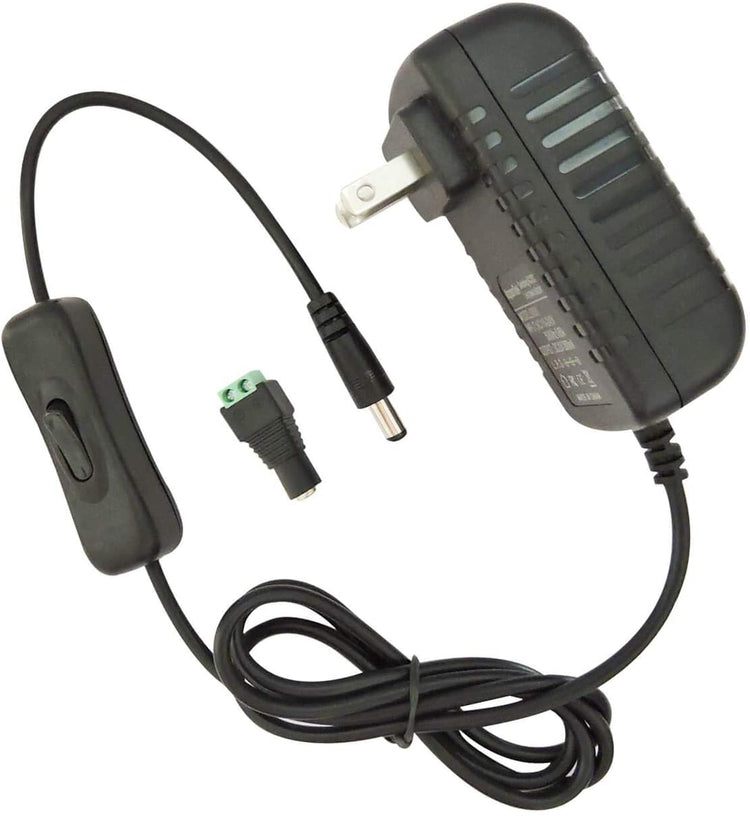 12V Power Supply with Switch for Led Strip,CCTV Camera,Output 2A, 24 Watt Max