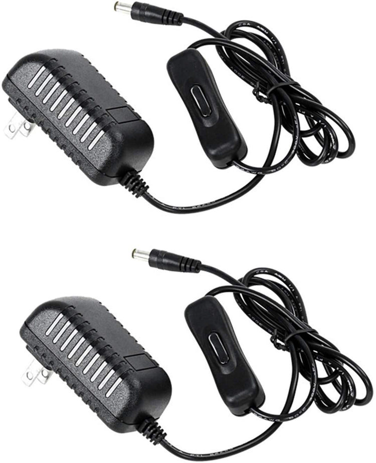 12V Power Supply with Switch for Led Strip,CCTV Camera,Output 1A, 12 Watt Max,2 Pack