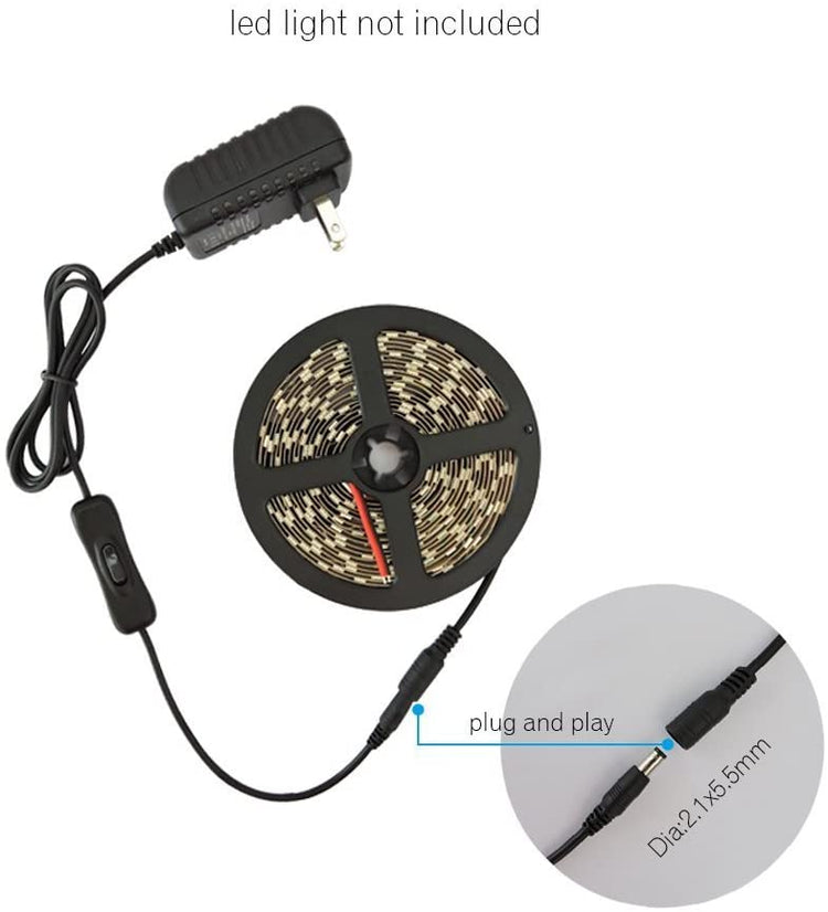 GXILEE DC 12V Power Supply Adapter 1A with Inline on Off Switch