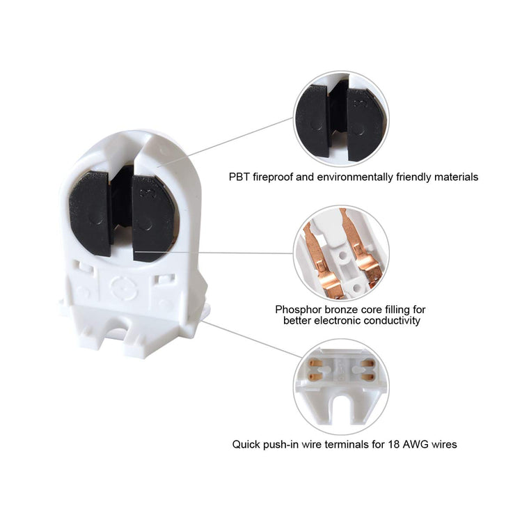 Non shunted tombstones T5 lamp Holders,VDE Listed (50)
