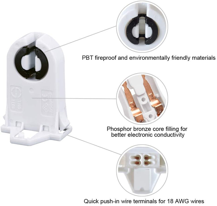 T8 LED Fluorescent Tube Light Socket-24 Pack