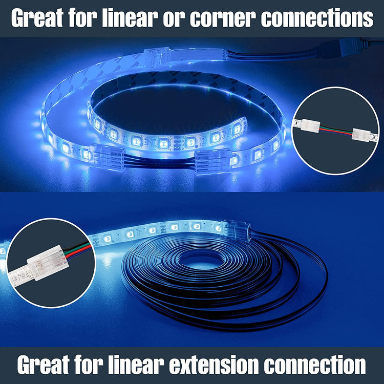 Solderless Led Light Connectors kit for 5050 RGB Strip, Include 16.4ft 22 Gauge Led Extension Cable