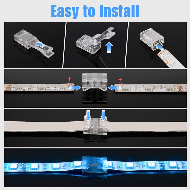 Transparent Led Light Connectors 4 pin 10 Pack and L Shape 4-Pin LED Corner Connectors 4-Pack