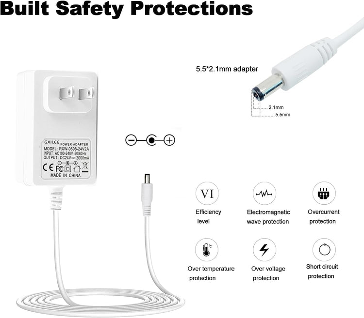 GXILEE 24V LED Power Supply with RF Remote Dimmer, 24V DC Power Supply for 24volt Single Color LED Strip Lights