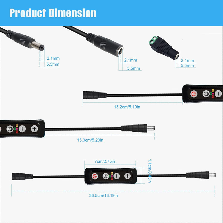 Aquarium Light Timer and Dimmer, 6/10/12 Hour Modes, Adjustable 10-100% Brightness, Compatible with 12-24V DC LED Lights, 2 Pack