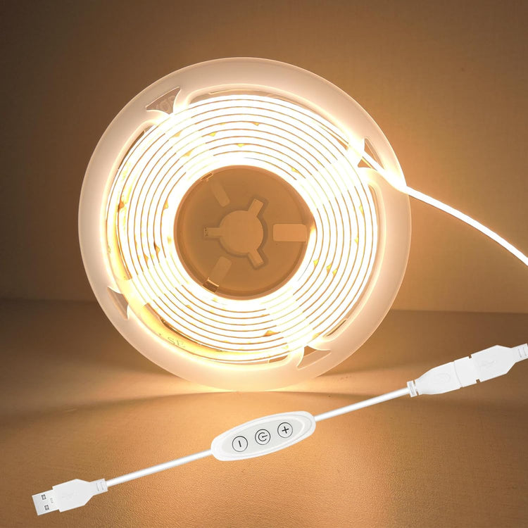 GXILEE USB Light Strip Warm White 3000k CRI92+with Dimmer Switch for Kitchen cabinets, Bedroom, Indoor DIY Lighting