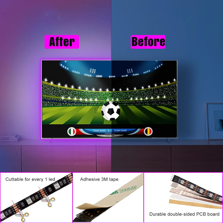 GXILEE USB Led Light Strips with Remote for 32-65inch TV Backlight, 5v Led Strip Lights 10 ft for Room Decoration