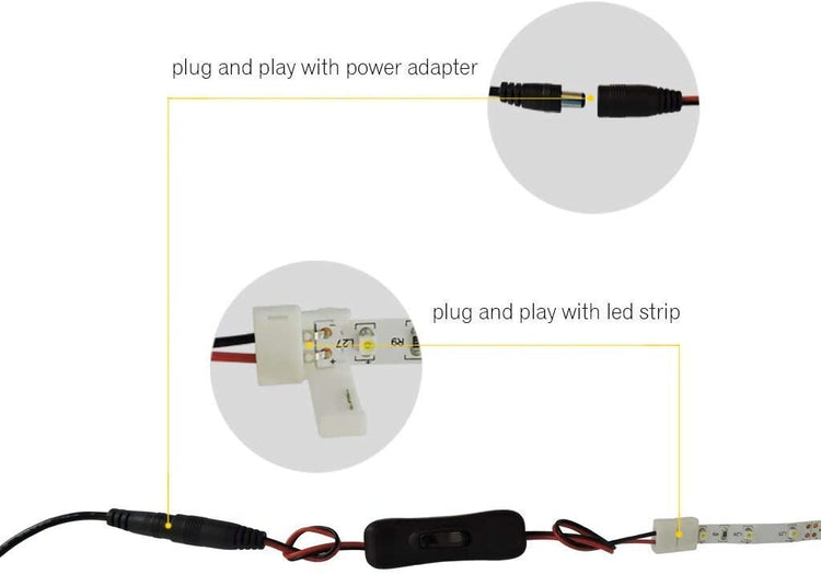2 pin Led Connector Kit for 8mm Wide 2835 Led Light Strips